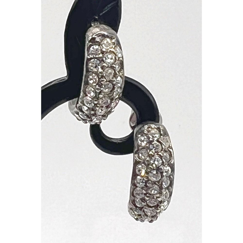 Rhinestone Half Hoop‎ Stud Earrings 1/2" Curved Sparkle Vintage Silver Tone